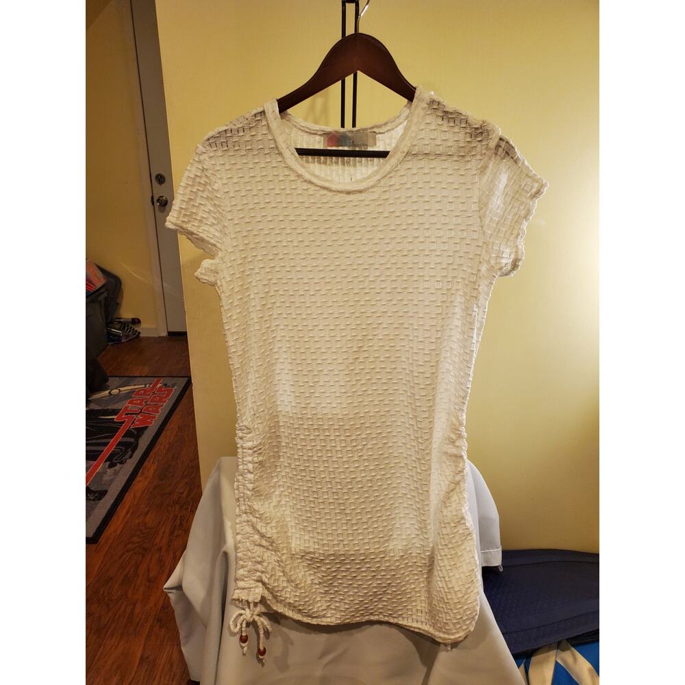 FREE PEOPLE Beach Ruched Mini T-Shirt Dress Women's Size Small White